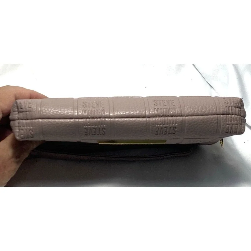 Steve Madden Mauve Logo Wristlet Zippered Wallet Purse Clutch Rectangle